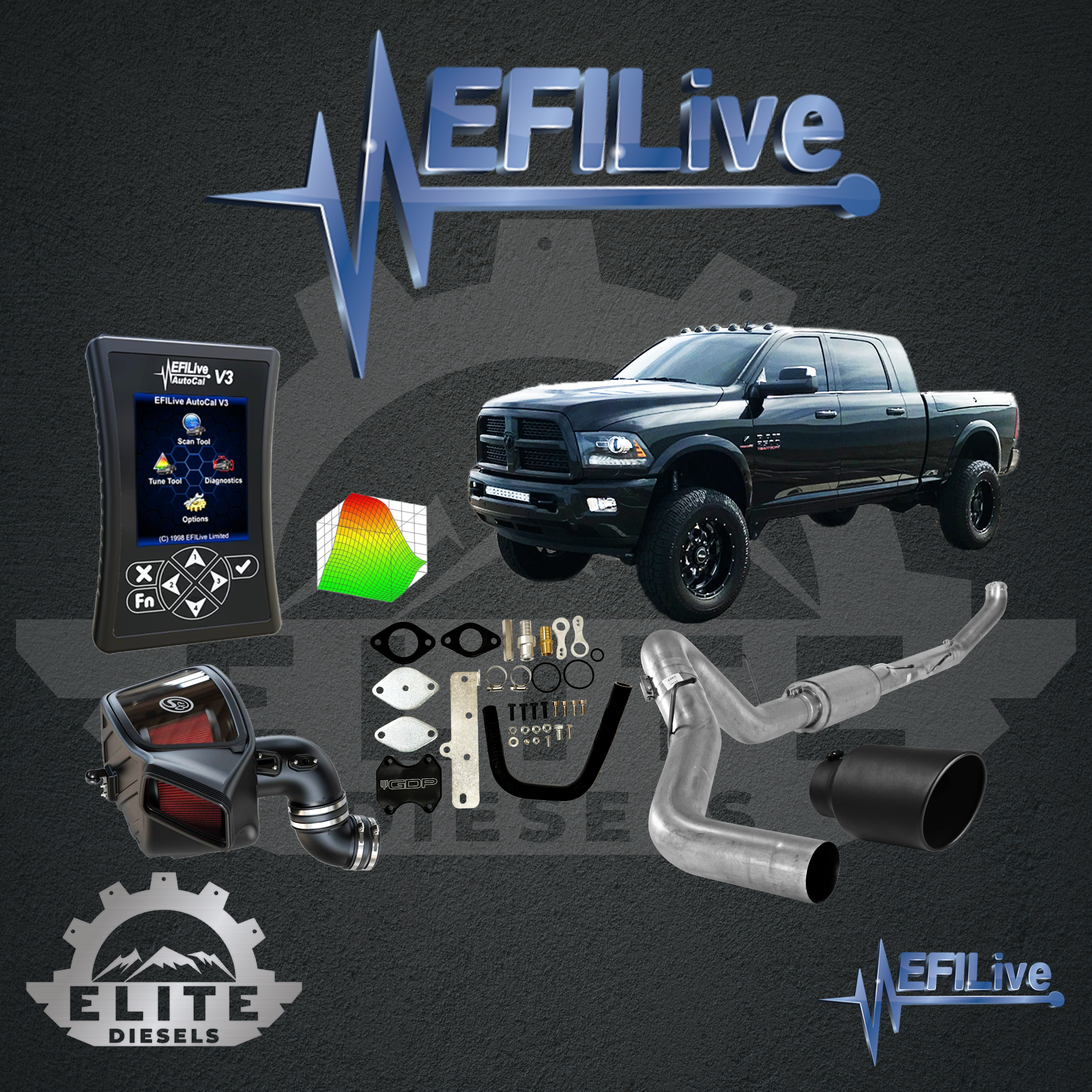 2007 - 2021 DODGE RAM CUMMINS EFI LIVE AUTOCAL V3 TUNER ALL-IN-ONE CUSTOMIZABLE KIT.