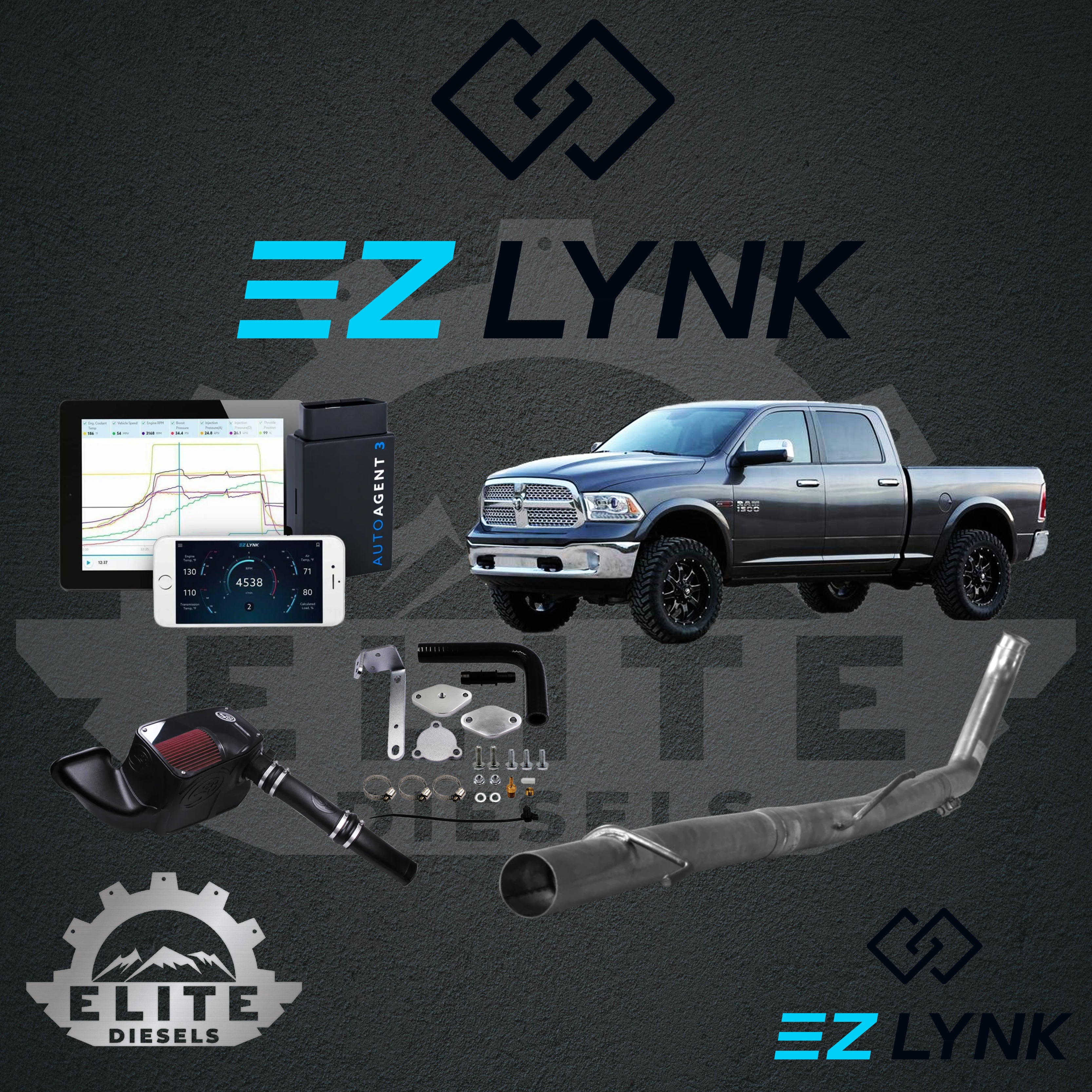 2014-2019 RAM 1500 3.0L ECO DIESEL EZLYNK 3.0 TUNER ALL-IN-ONE CUSTOMIZABLE KIT.