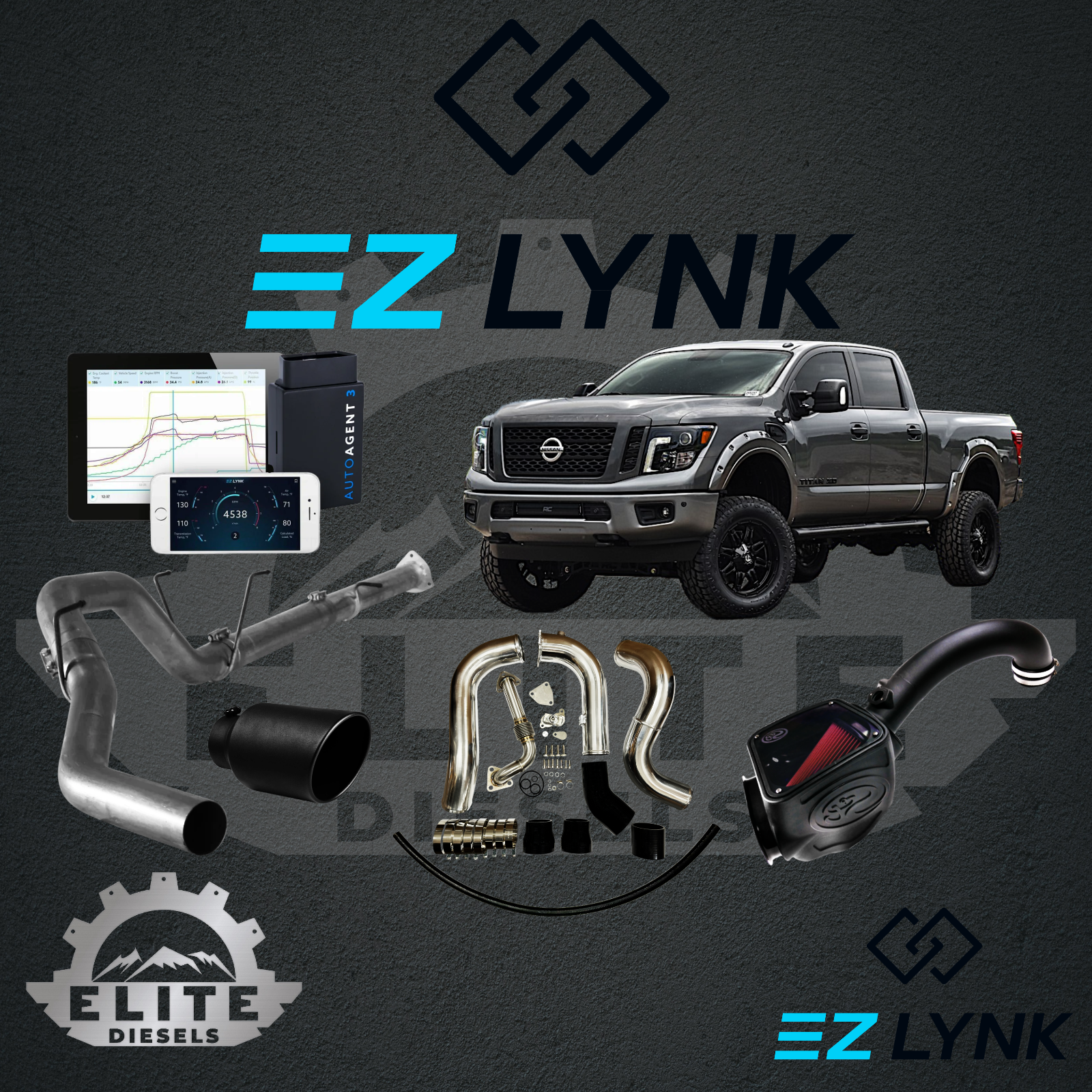 2016 - 2019 NISSAN TITAN XD 5.0 CUMMINS EZLYNK 3.0 TUNER ALL-IN-ONE CUSTOMIZABLE KIT.
